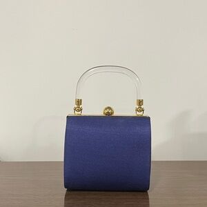 Vintage Elegant purple Handbag with Gold Accents